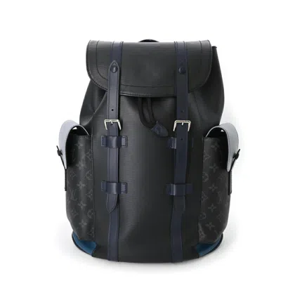 Pre-owned Louis Vuitton Black Blue Gray Monogram Eclipse Monogram Eclipse Epi Leather Backpack ()