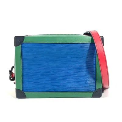 Pre-owned Louis Vuitton Black Blue Green Red Color Tricolor Yellow Epi Leather Pochette Shoulder Bag (pre-owne
