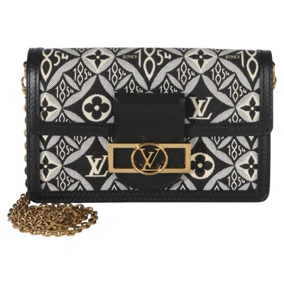 Pre-owned Louis Vuitton Black Blue Jacquard Since 1854 Dauphine Chain Wallet
