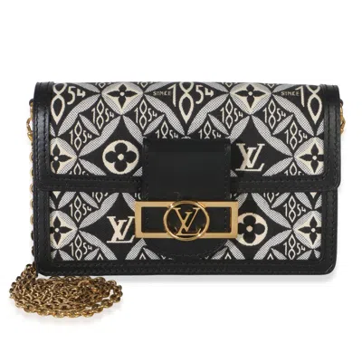 Pre-owned Louis Vuitton Black Blue Jacquard Since 1854 Dauphine Chain Wallet