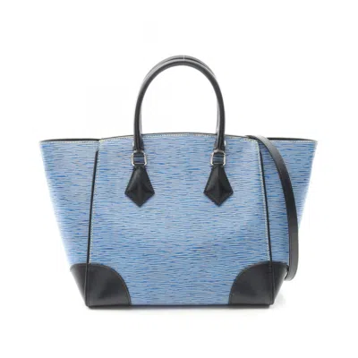 Pre-owned Louis Vuitton Black Blue Leather Tote Bag ()