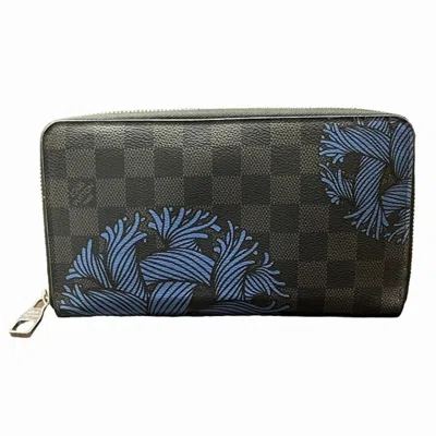 Pre-owned Louis Vuitton Black Blue Long Wallet (bi-fold) () In Black, Blue
