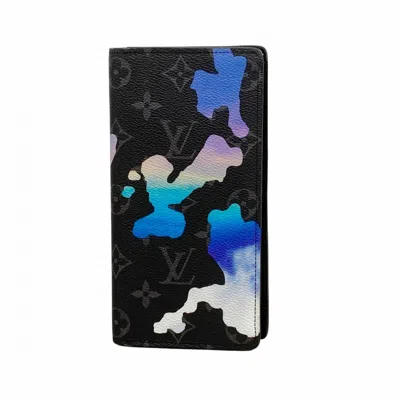 Pre-owned Louis Vuitton Black Blue Long Wallet (bi-fold) () In Multi