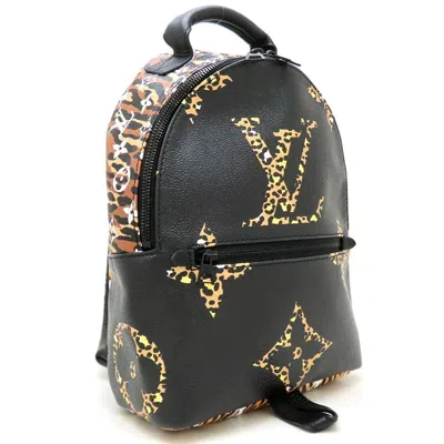 Pre-owned Louis Vuitton Black Brown Canvas Leather Backpack () In Multi