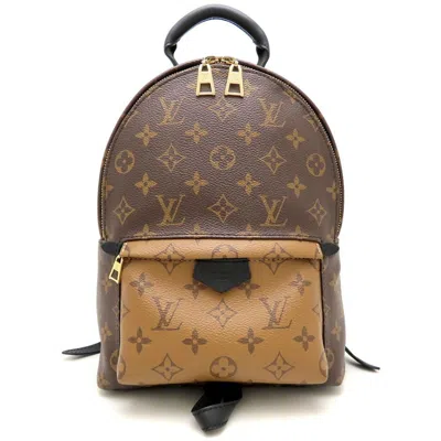 Pre-owned Louis Vuitton Black Brown Canvas Leather Backpack () In Multi