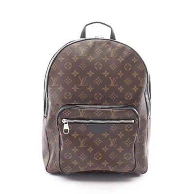 Pre-owned Louis Vuitton Black Brown Coated Canvas Leather Backpack Handbag () In Black, Brown