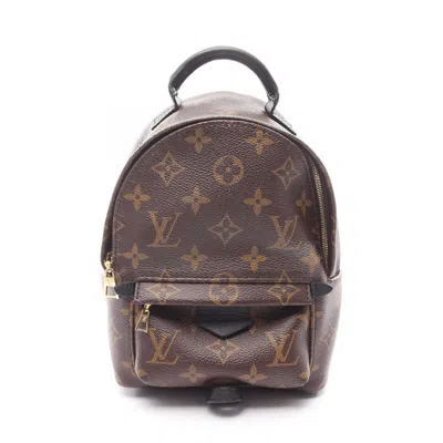 Pre-owned Louis Vuitton Black Brown Coated Canvas Leather Backpack Handbag () In Multi
