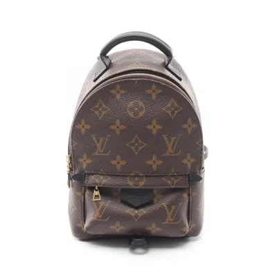 Pre-owned Louis Vuitton Black Brown Coated Canvas Leather Backpack Handbag () In Multi