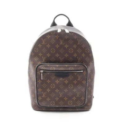 Pre-owned Louis Vuitton Black Brown Coated Canvas Leather Backpack Handbag () In Multi