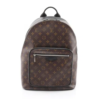 Pre-owned Louis Vuitton Black Brown Coated Canvas Leather Backpack Handbag () In Multi