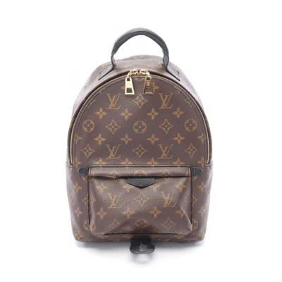 Pre-owned Louis Vuitton Black Brown Coated Canvas Leather Backpack Handbag () In Multi