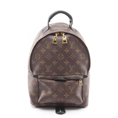 Pre-owned Louis Vuitton Black Brown Coated Canvas Leather Backpack Handbag () In Multi