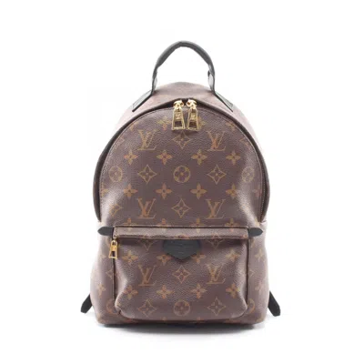 Pre-owned Louis Vuitton Black Brown Coated Canvas Leather Backpack Handbag () In Multi