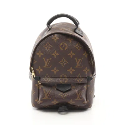 Pre-owned Louis Vuitton Black Brown Coated Canvas Leather Backpack ()