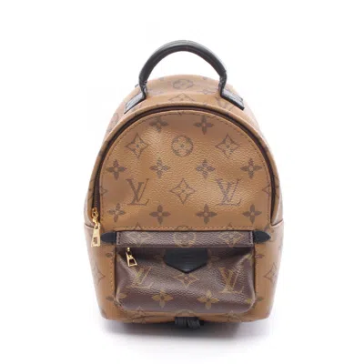 Pre-owned Louis Vuitton Black Brown Coated Canvas Leather Backpack ()
