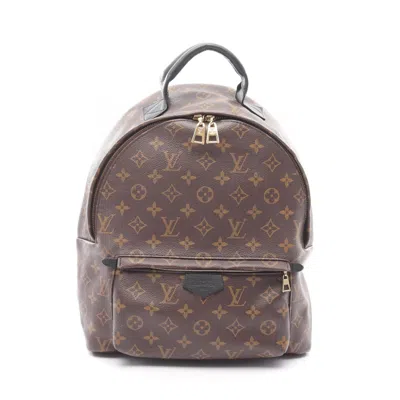 Pre-owned Louis Vuitton Black Brown Coated Canvas Leather Backpack () In Multi