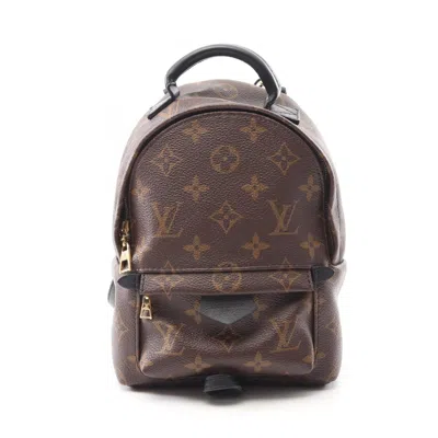 Pre-owned Louis Vuitton Black Brown Coated Canvas Leather Backpack () In Multi
