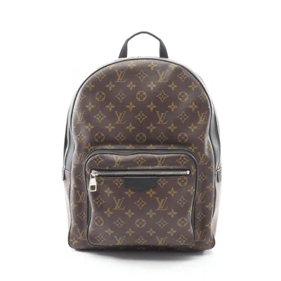 Pre-owned Louis Vuitton Black Brown Coated Canvas Leather Backpack () In Multi