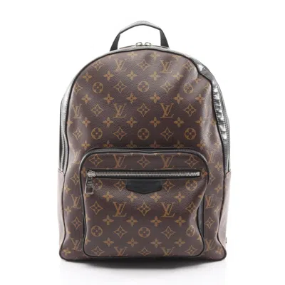 Pre-owned Louis Vuitton Black Brown Coated Canvas Leather Backpack () In Multi