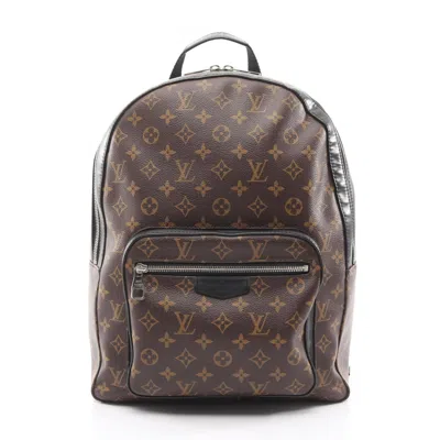Pre-owned Louis Vuitton Black Brown Coated Canvas Leather Backpack () In Multi