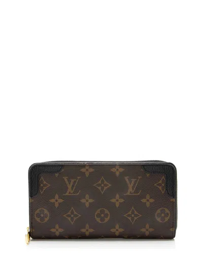 Pre-owned Louis Vuitton Black, Brown Coated Canvas, Leather Retiro Zippy Wallet  (authentic Pre-loved)