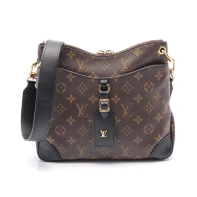 Pre-owned Louis Vuitton Black Brown Coated Canvas Leather Shoulder Bag ()