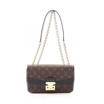 Pre-owned Louis Vuitton Black Brown Coated Canvas Leather Shoulder Bag () In Multi