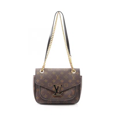 Pre-owned Louis Vuitton Black Brown Coated Canvas Leather Shoulder Bag () In Multi