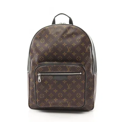 Pre-owned Louis Vuitton Black Brown Coated Canvas Monogram Pvc Leather Backpack ()