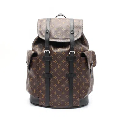 Pre-owned Louis Vuitton Black Brown Coated Canvas Pvc Monogram Leather Backpack ()