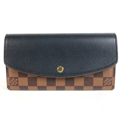 Pre-owned Louis Vuitton Black Brown Damier Canvas Long Wallet (bi-fold) () In Multi