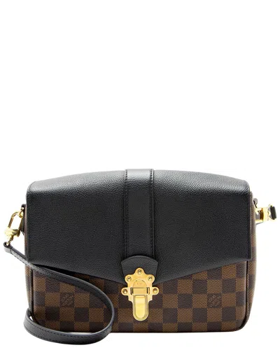 Pre-owned Louis Vuitton Black, Brown Damier Ebene Coated Canvas, Leather Clapton Pm  (authentic Pre-loved)