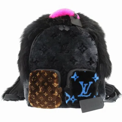 Pre-owned Louis Vuitton Black Brown Gray Leather Backpack () In Black, Brown, Gray