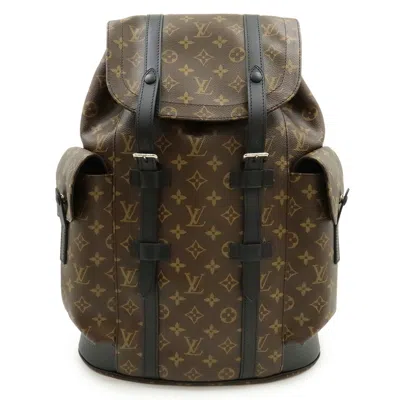 Pre-owned Louis Vuitton Black Brown Leather Backpack Shoulder Bag () In Multi