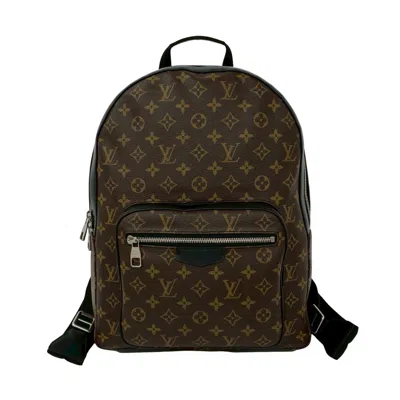 Pre-owned Louis Vuitton Black Brown Leather Pvc Backpack () In Multi