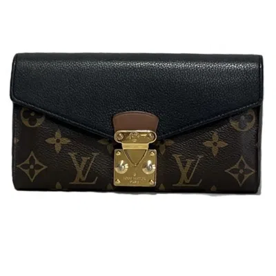 Pre-owned Louis Vuitton Black Brown Long Wallet (bi-fold) () In Black, Brown