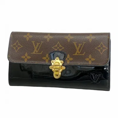 Pre-owned Louis Vuitton Black Brown Long Wallet (bi-fold) () In Multi