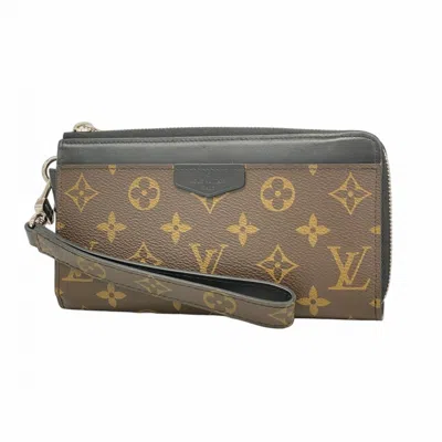Pre-owned Louis Vuitton Black Brown Long Wallet (bi-fold) () In Multi
