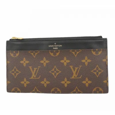 Pre-owned Louis Vuitton Black Brown Long Wallet (bi-fold) () In Multi