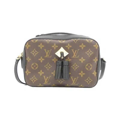 Pre-owned Louis Vuitton Black Brown Marron Coated Canvas Leather Shoulder Bag ()