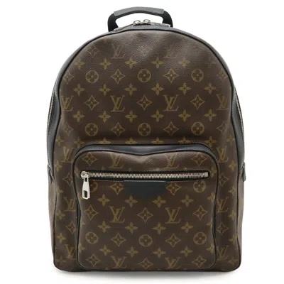 Pre-owned Louis Vuitton Black Brown Monogram Canvas Backpack Shoulder Bag () In Multi