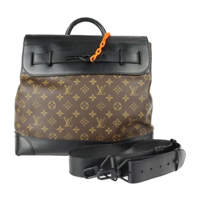 Pre-owned Louis Vuitton Black Brown Monogram Canvas Leather Handbag Shoulder Bag Tote Bag () In Black, Brown