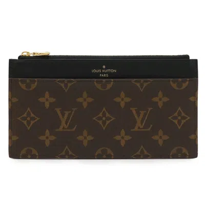 Pre-owned Louis Vuitton Black Brown Monogram Card Wallet () In Multi