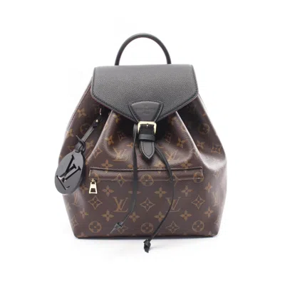 Pre-owned Louis Vuitton Black Brown Monogram Coated Canvas Backpack ()