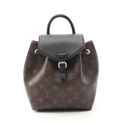 Pre-owned Louis Vuitton Black Brown Monogram Coated Canvas Backpack () In Multi