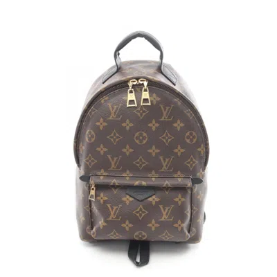 Pre-owned Louis Vuitton Black Brown Monogram Coated Canvas Leather Backpack () In Multi