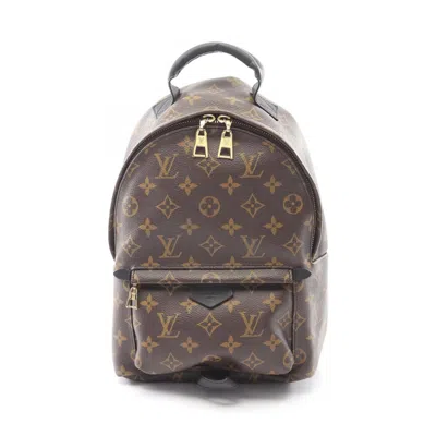 Pre-owned Louis Vuitton Black Brown Monogram Coated Canvas Leather Backpack () In Multi