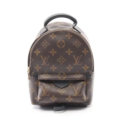 Pre-owned Louis Vuitton Black Brown Monogram Coated Canvas Leather Backpack () In Multi