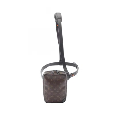 Pre-owned Louis Vuitton Black Brown Monogram Coated Canvas Leather Fanny Pack Sling Bag () In Multi