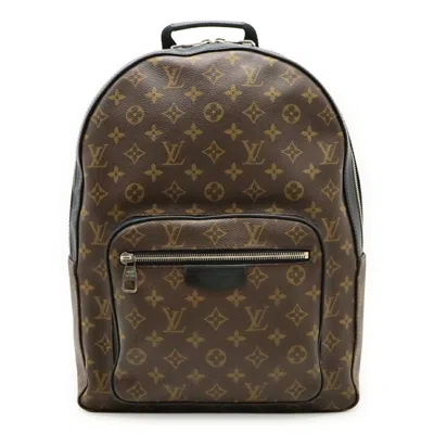 Pre-owned Louis Vuitton Black Brown Monogram Leather Backpack Shoulder Bag () In Multi